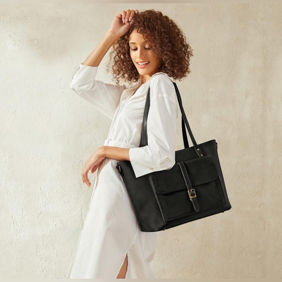 S-ZONE Women Vintage Genuine Leather Tote Bag Large Shoulder Purse Work Handbag - Picture 1 of 11